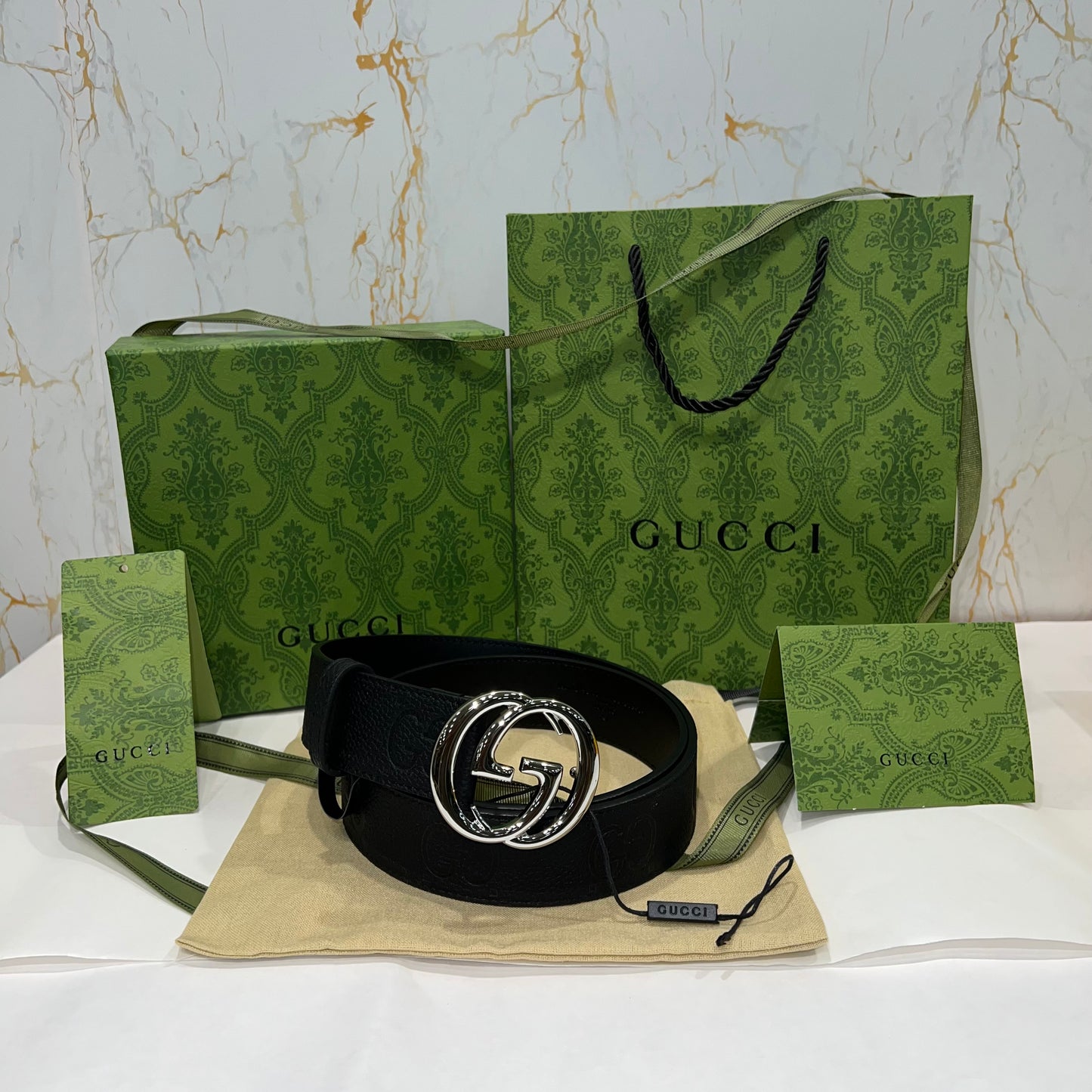 Gucci Interlocking G Buckle Black Belt