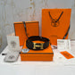 Hermes H Golden Buckle Belt Reversible Brown Black