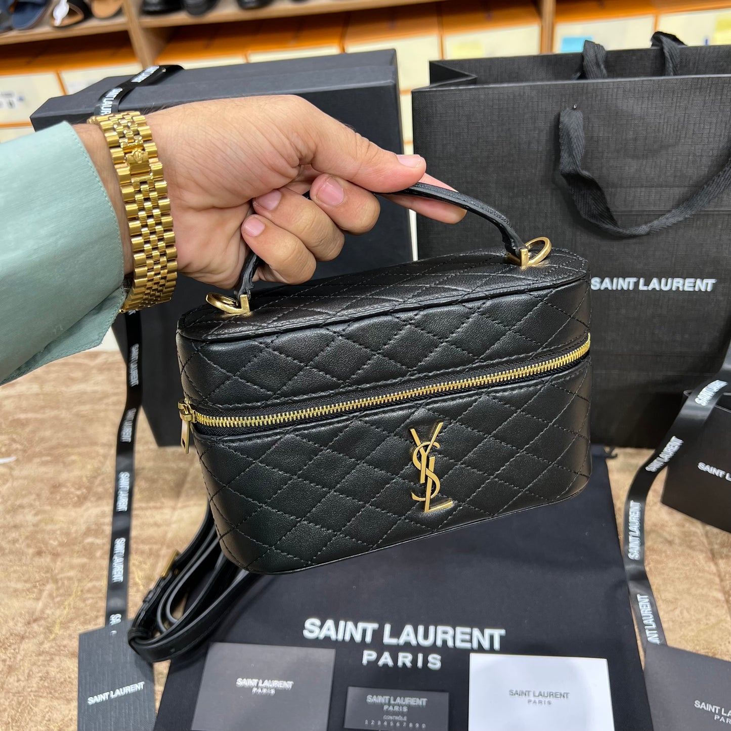 YSL Gaby Mini Vanity Leather Bag Black
