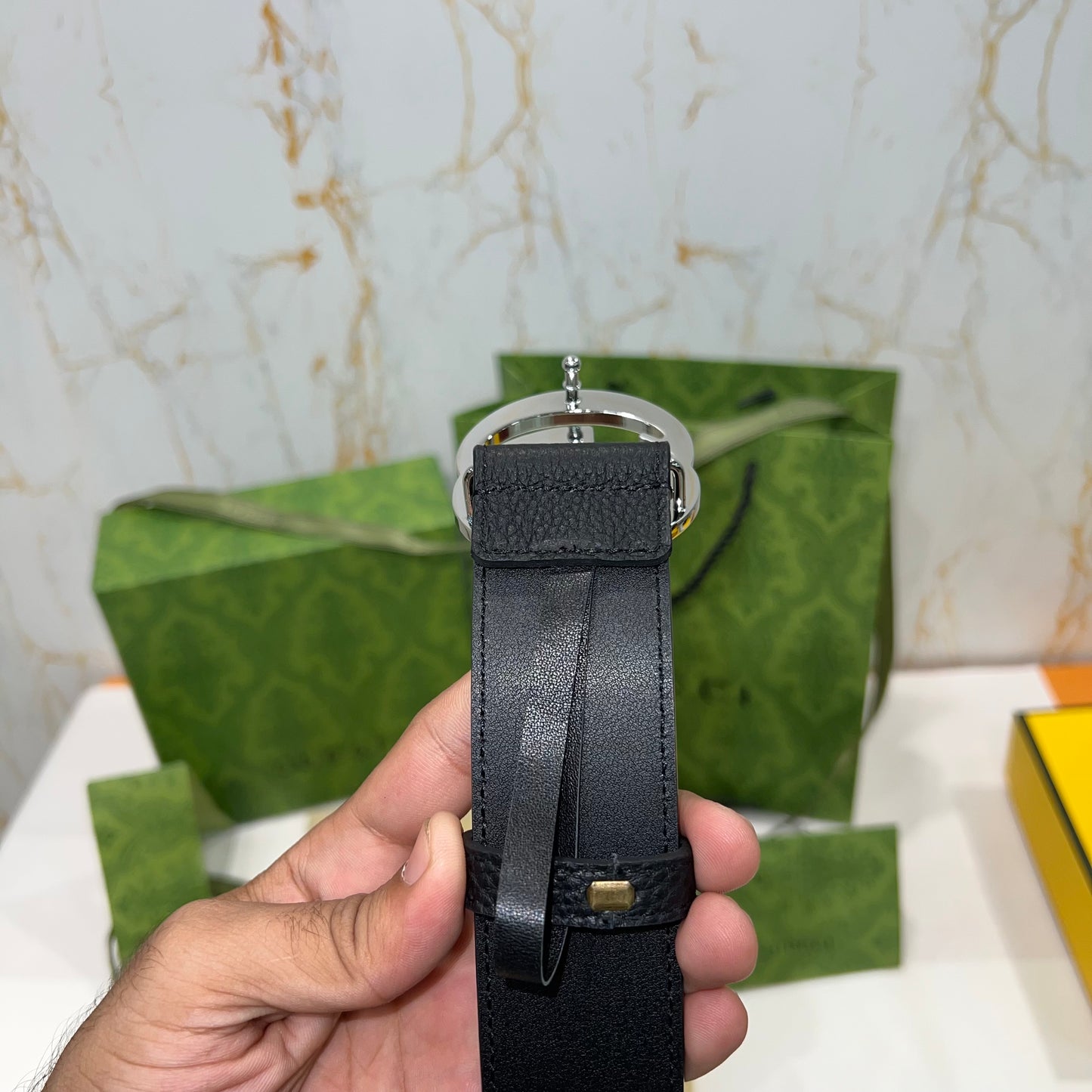 Gucci Interlocking G Buckle Black Belt