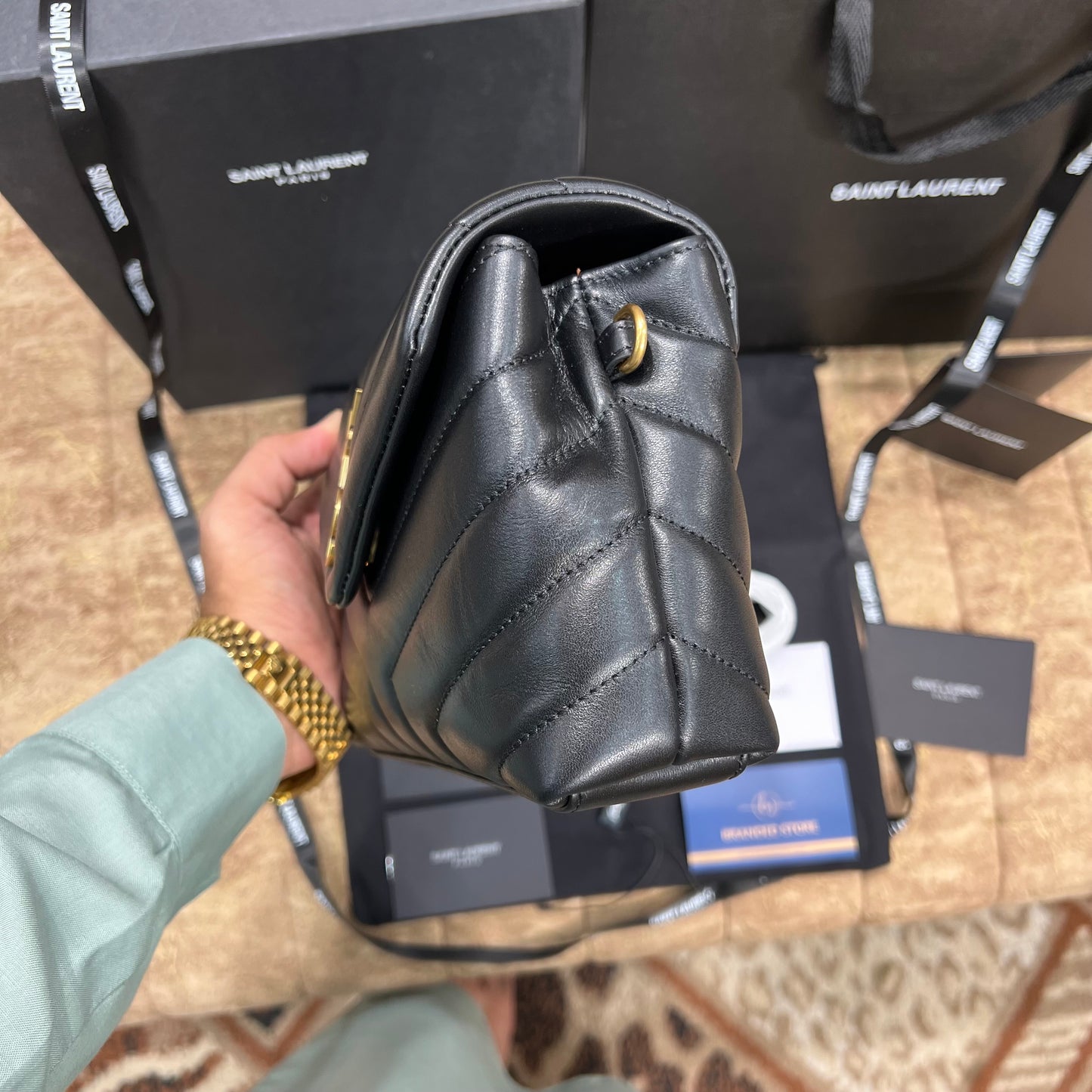 YSL Small Flap Leather Bag Black