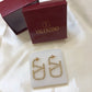 Valentino V Logo Gold White Earrings
