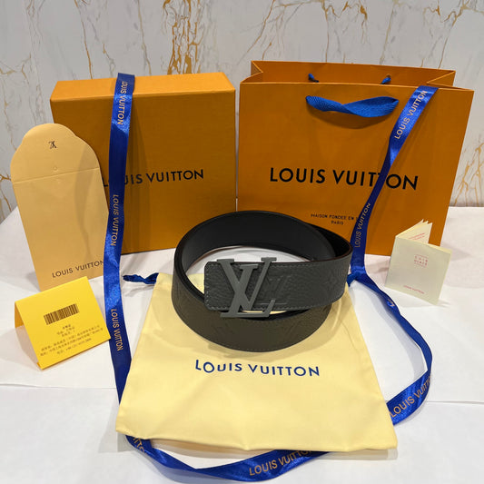 LV Grey Logo Reversible Belt Grey / Black