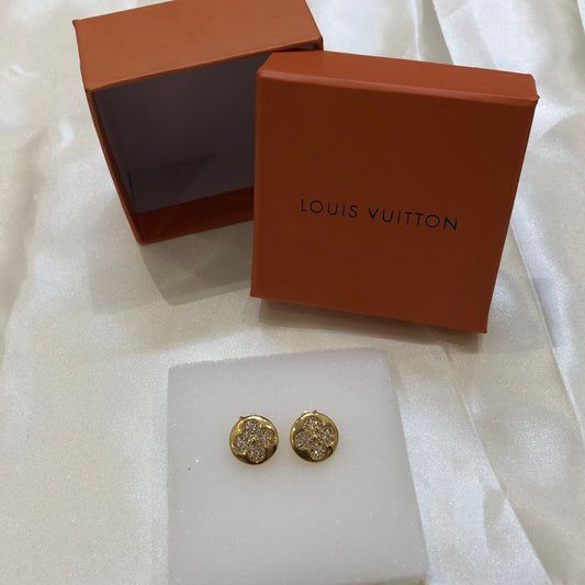 Louis Vuitton Round Golden Earrings Studs