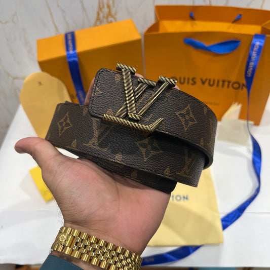 LV Golden Logo Reversible Belt Black/Brown