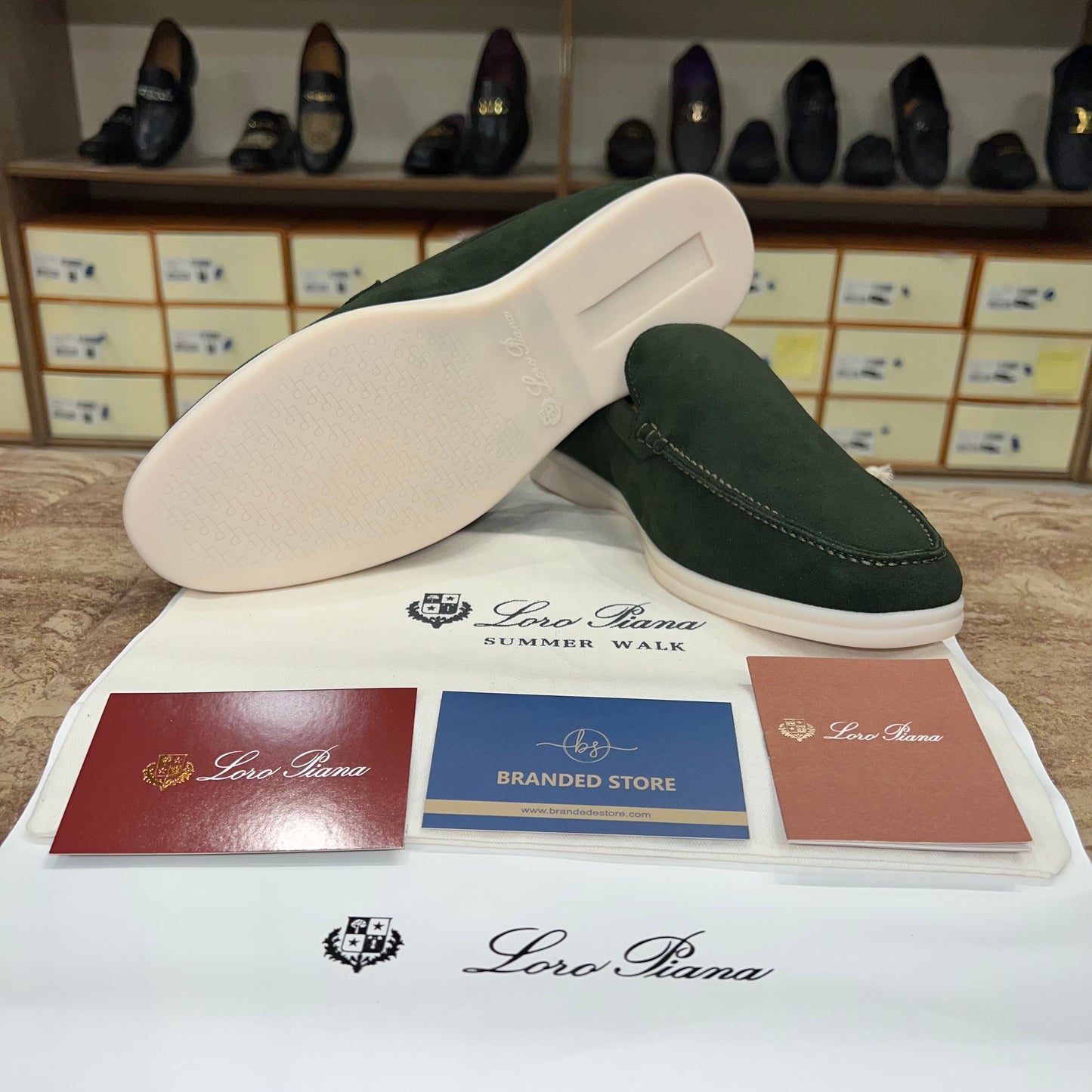 Loro Piana Summer Walk Loafer Suede - Dark Green