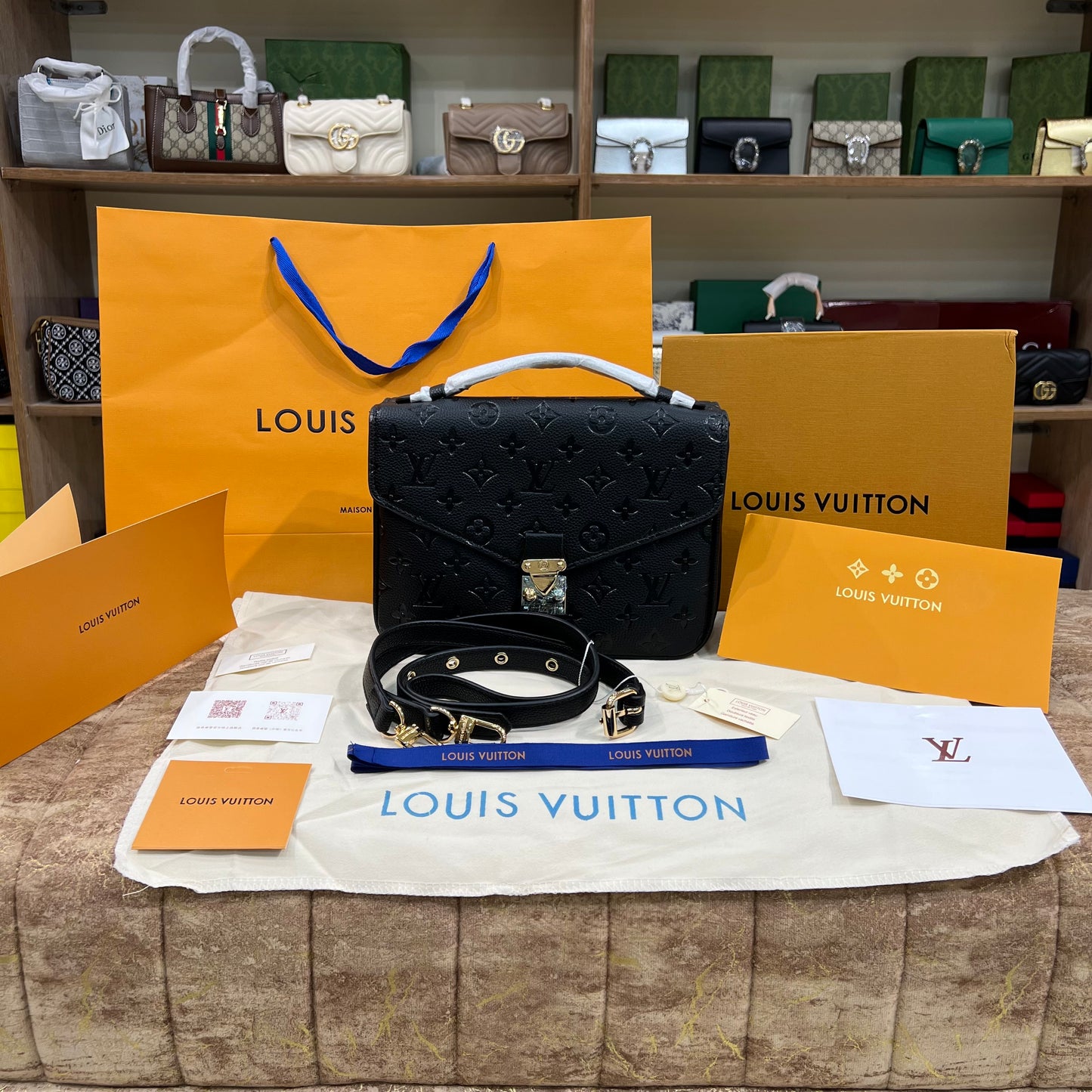 Louis.Vuitton Black Embossed Bag