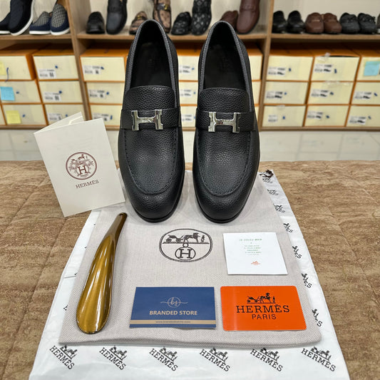 Hermes Paris Major Loafer In Black Grain Leather