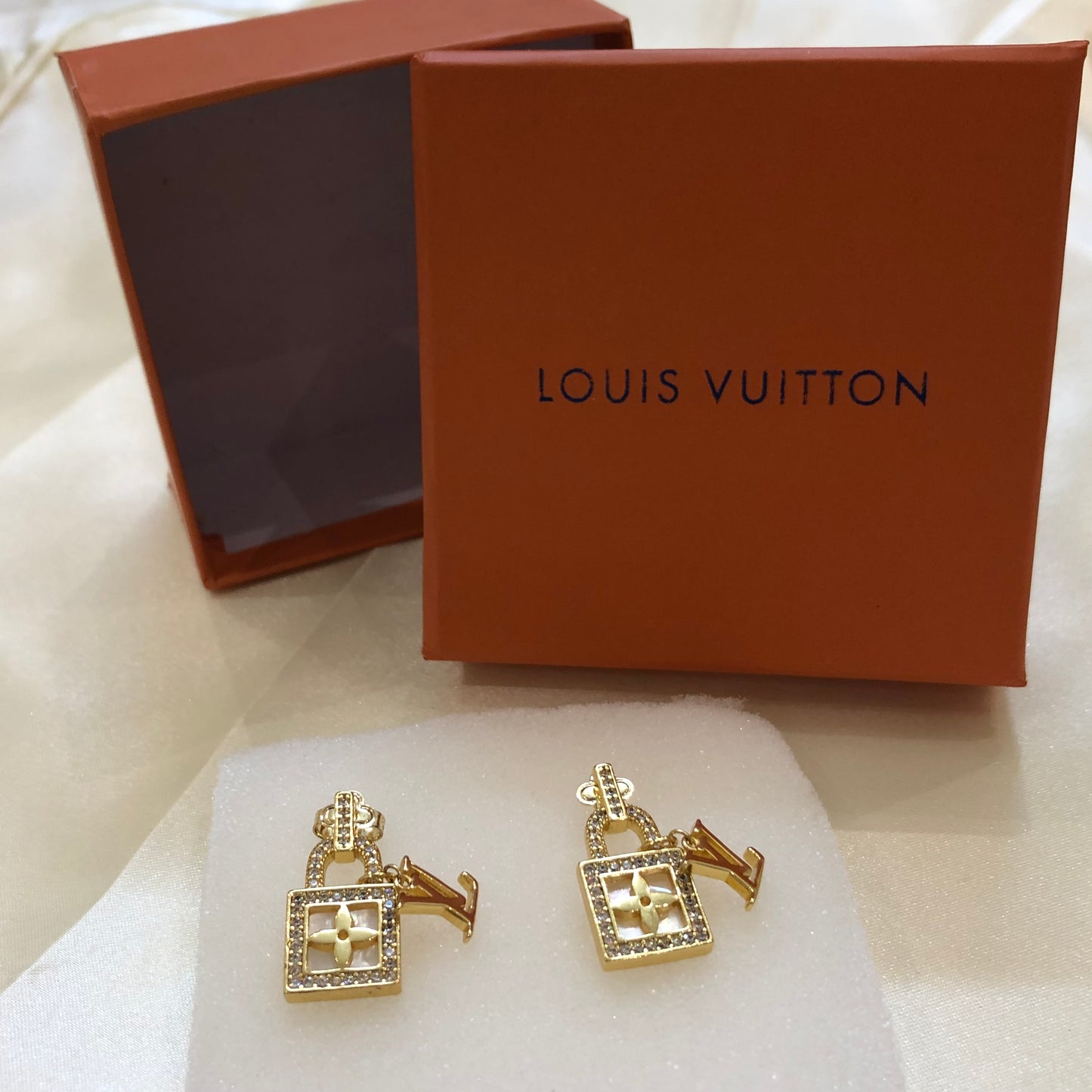 Louis Vuitton Mini Lock Golden Earrings