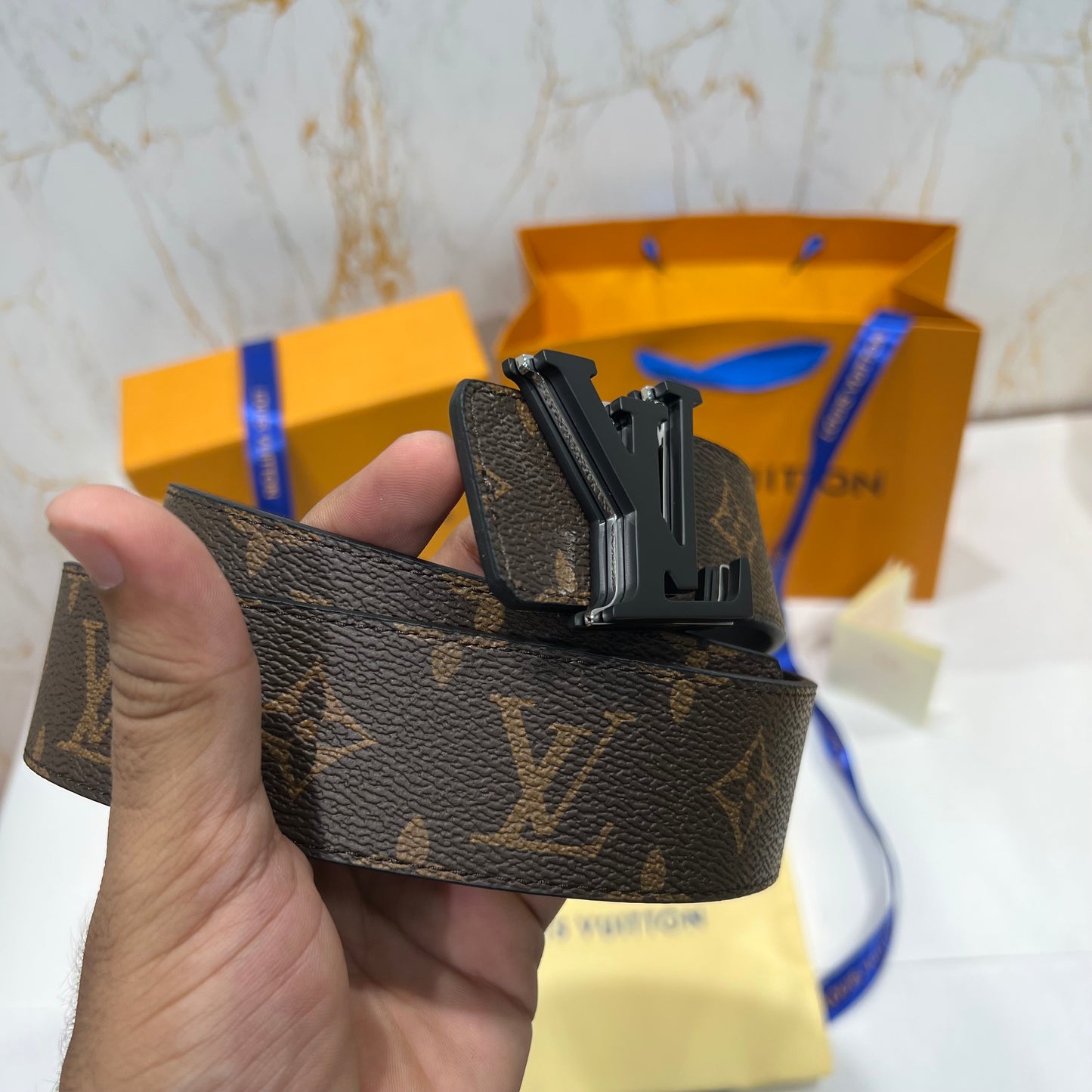 LV Double Logo Reversible Belt Brown / Black