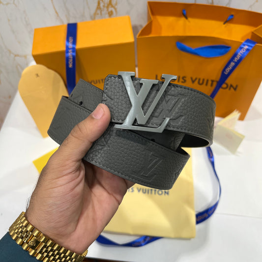 LV Grey Logo Reversible Belt Grey / Black