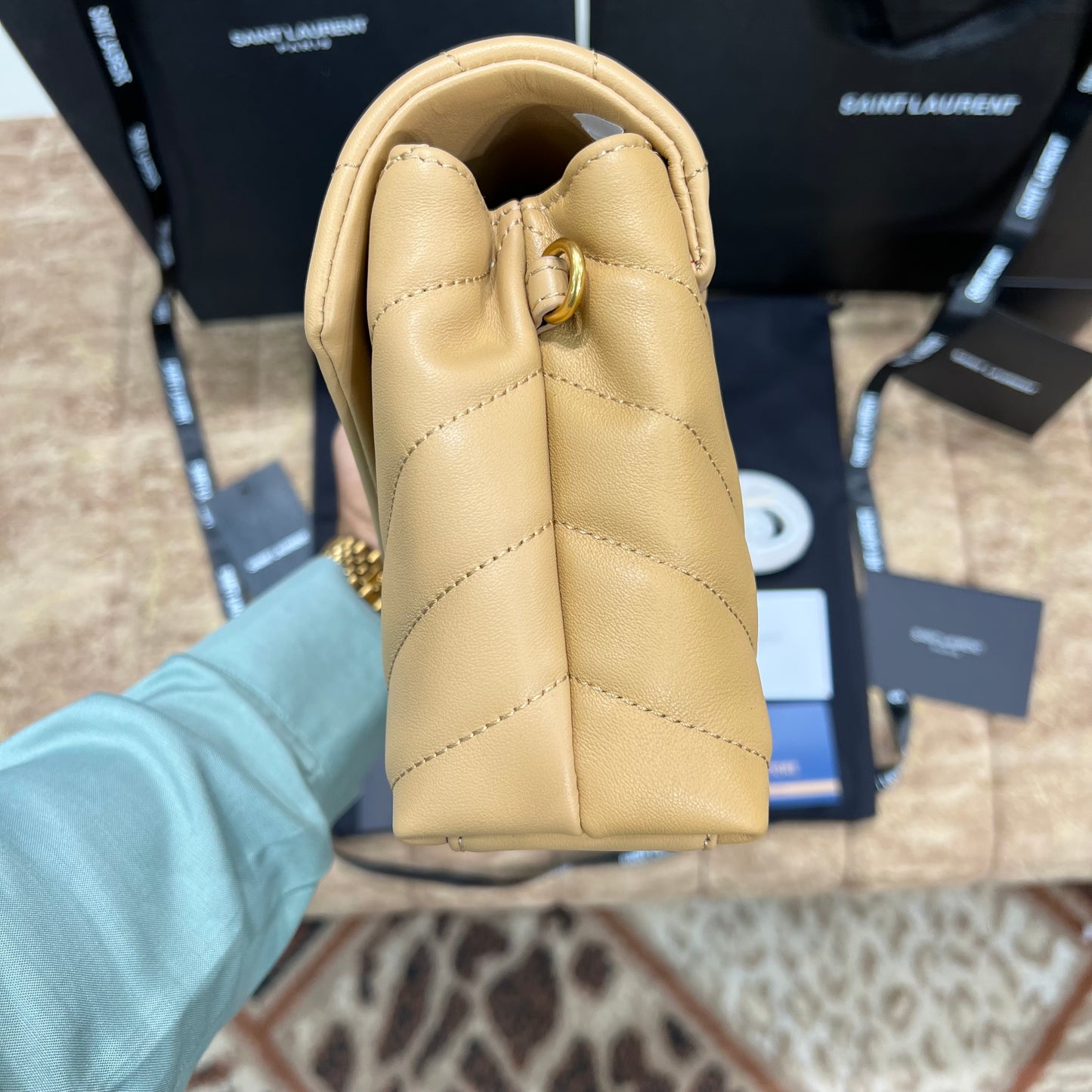 YSL Small Flap Leather Bag Brown