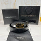 Dolce & Gabbana Golden Buckle Leather Belt Black