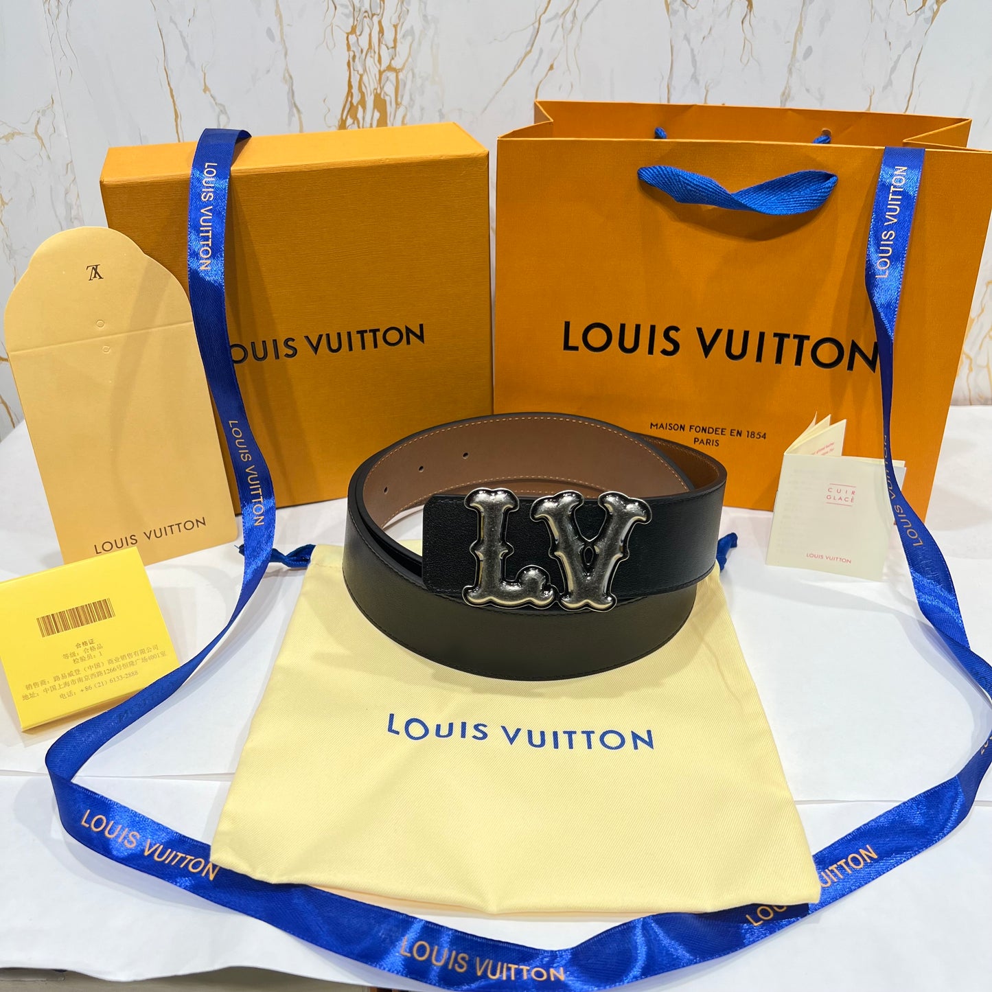 LV Logo Reversible Belt Brown/Black