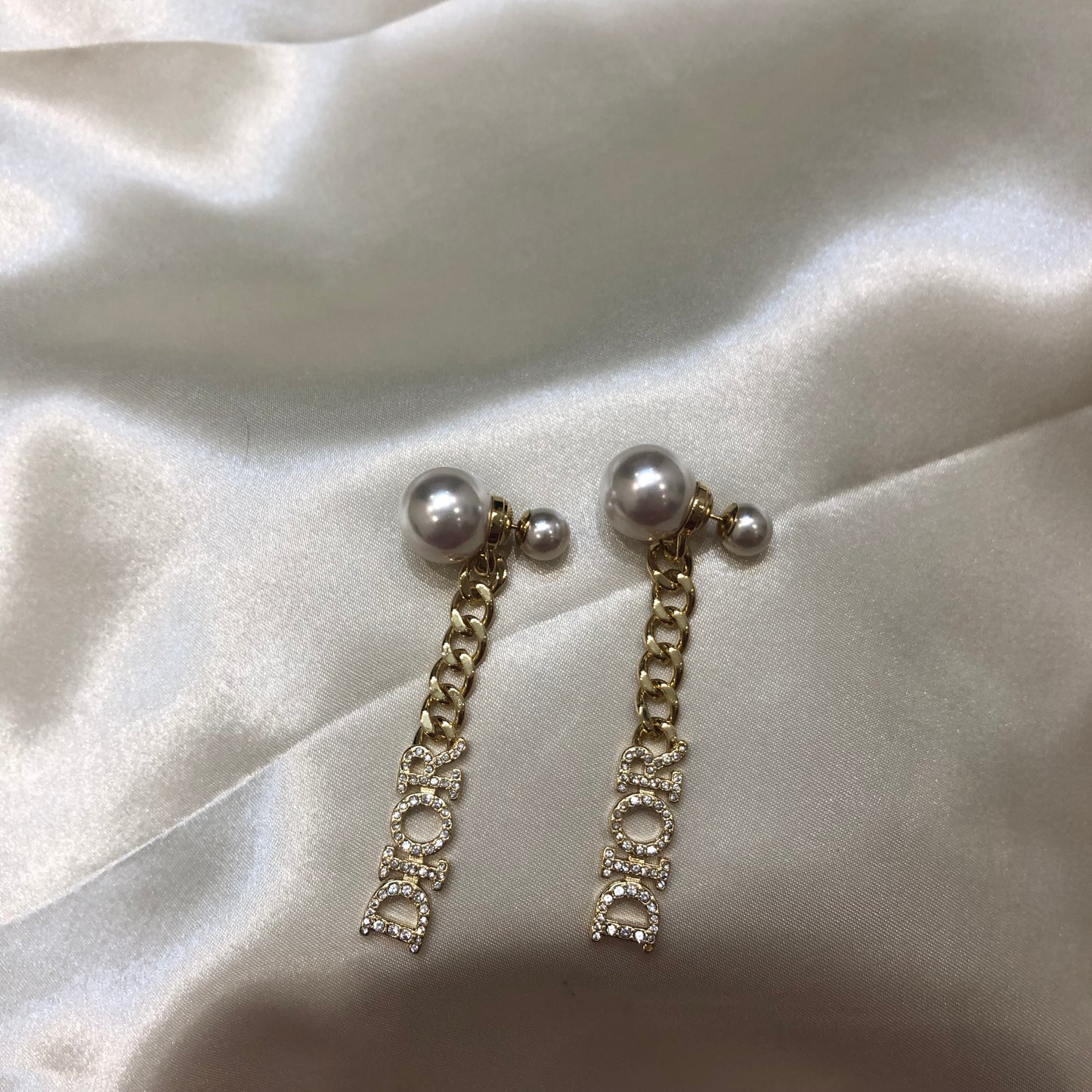 Dior Logo Chain Golden Earrings
