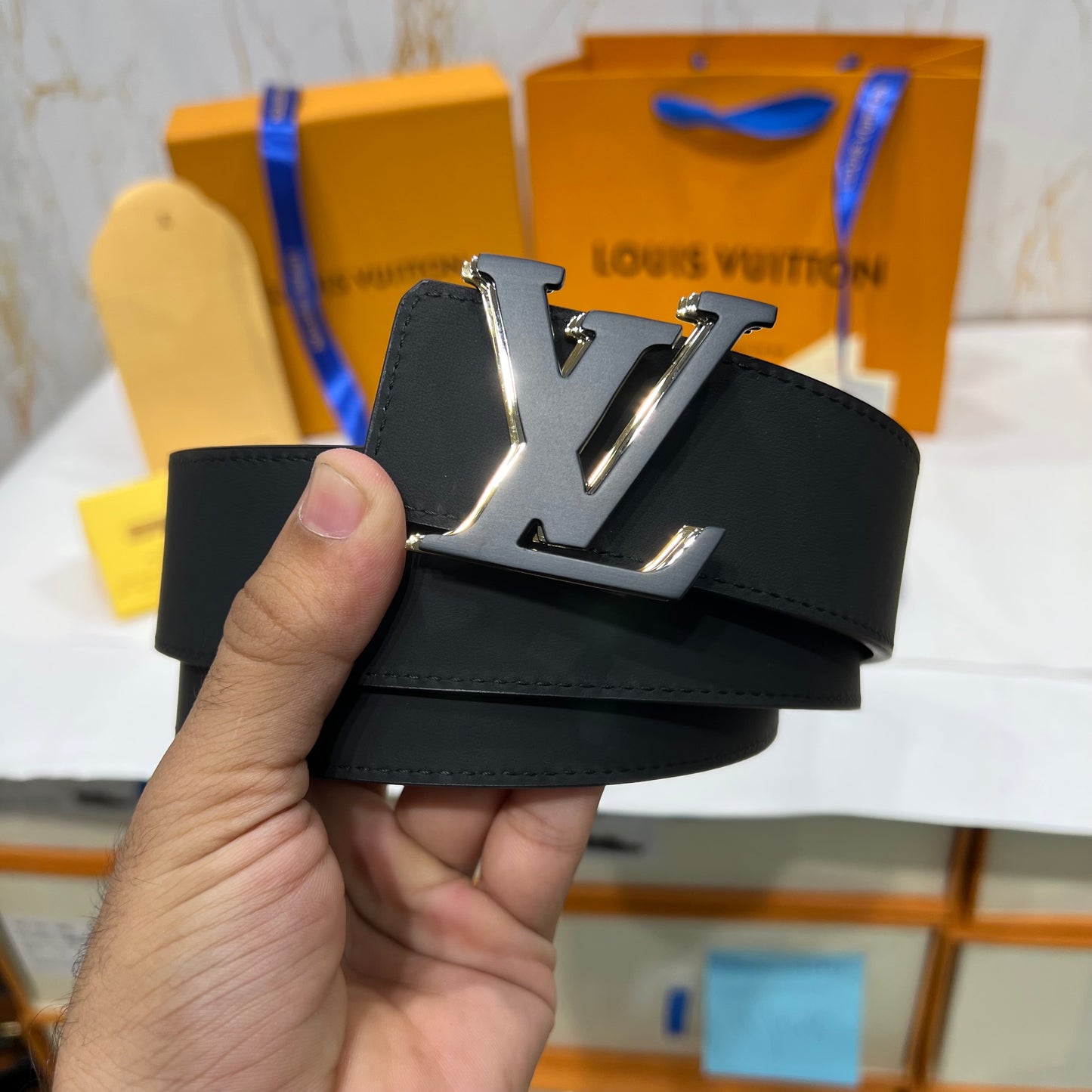 LV Double Logo Reversible Belt Black/Grey