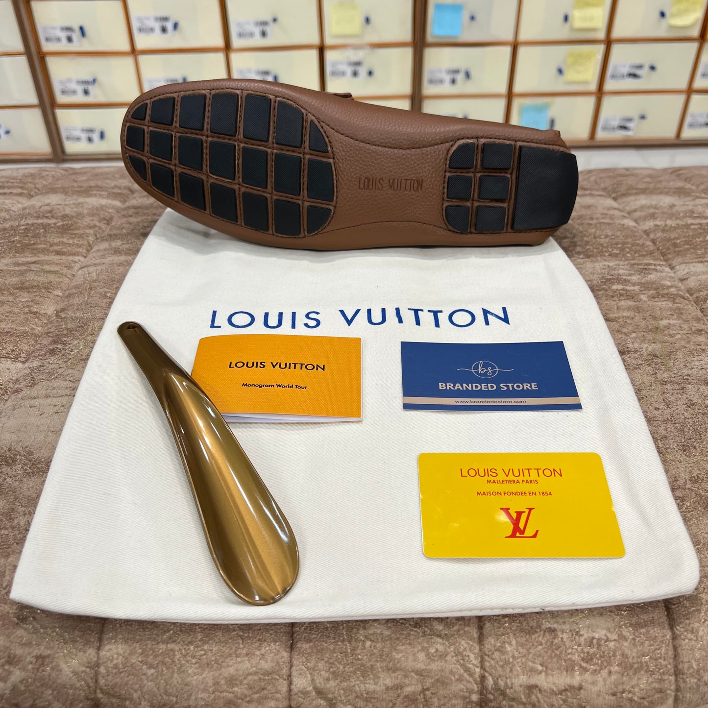 Louis Vuitton Texture Brown Logo Normal Loafer