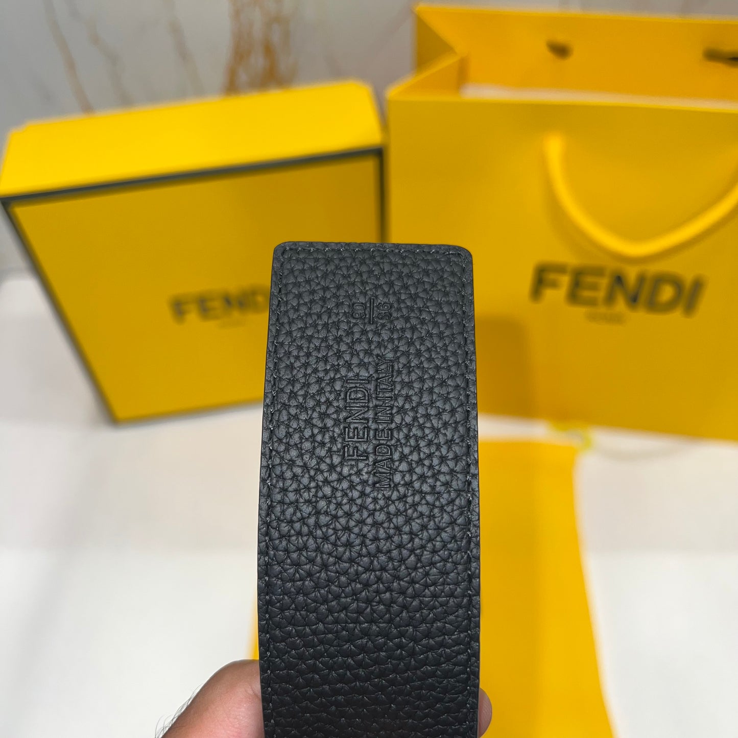 Fendi FF Golden Silver Buckle Reversible Belt Black/Grey