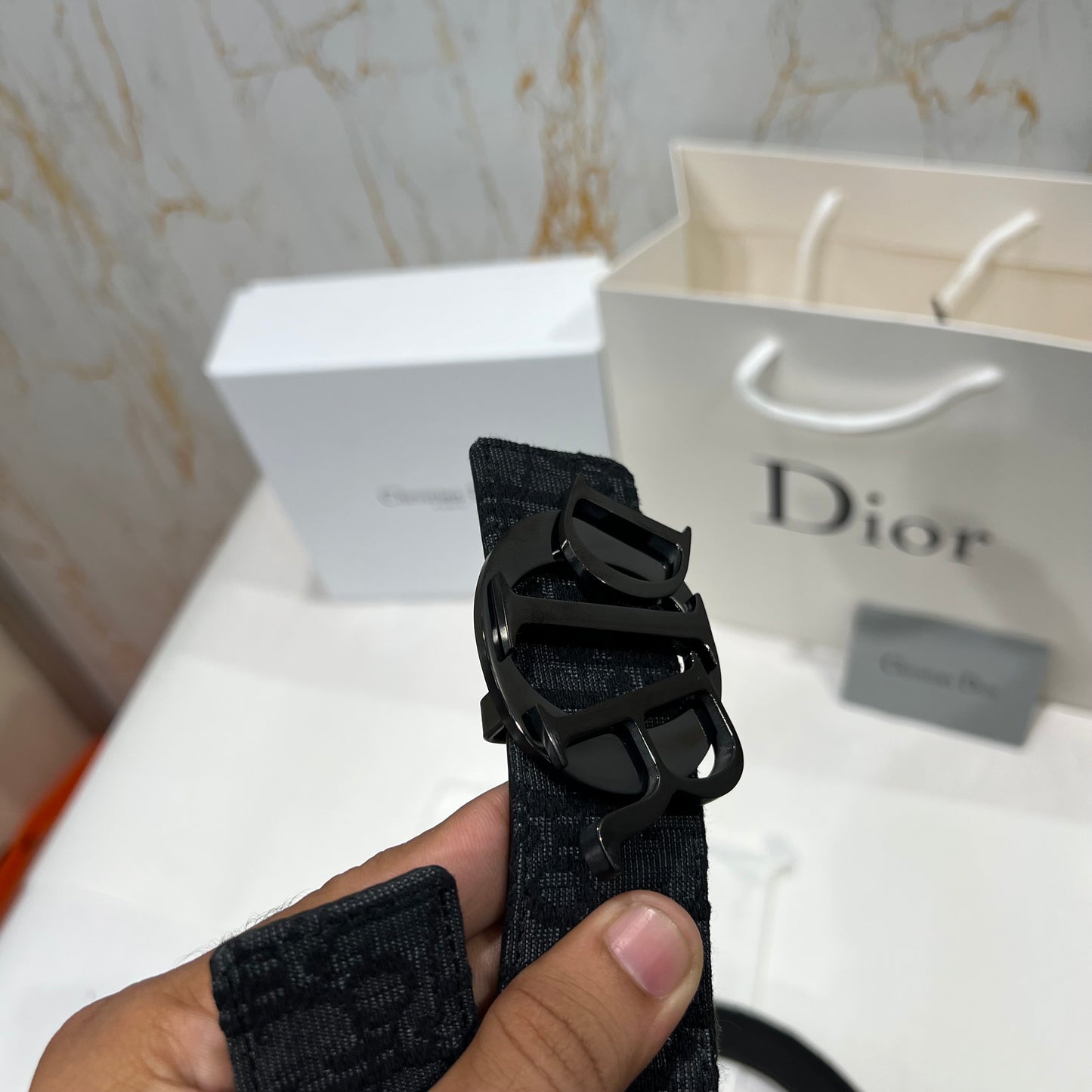 Dior Black DIOR Buckle Reversible Belt Black