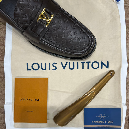 Louis Vuitton New Brown Embossed Major Loafers