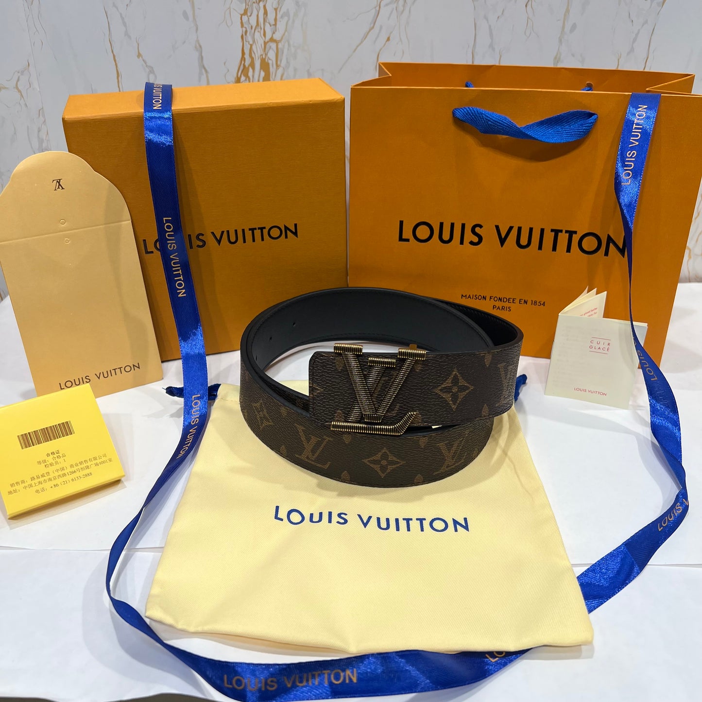LV Golden Logo Reversible Belt Black/Brown