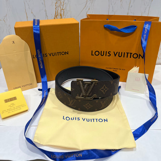 LV Golden Logo Reversible Belt Black/Brown