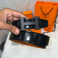 Hermes H Black Buckle Belt Reversible Black/Orange