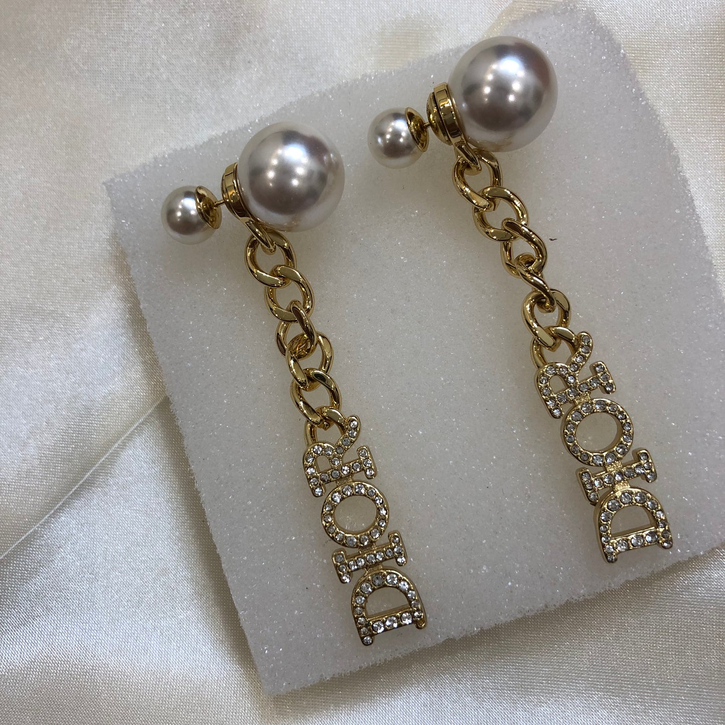 Dior Logo Chain Golden Earrings