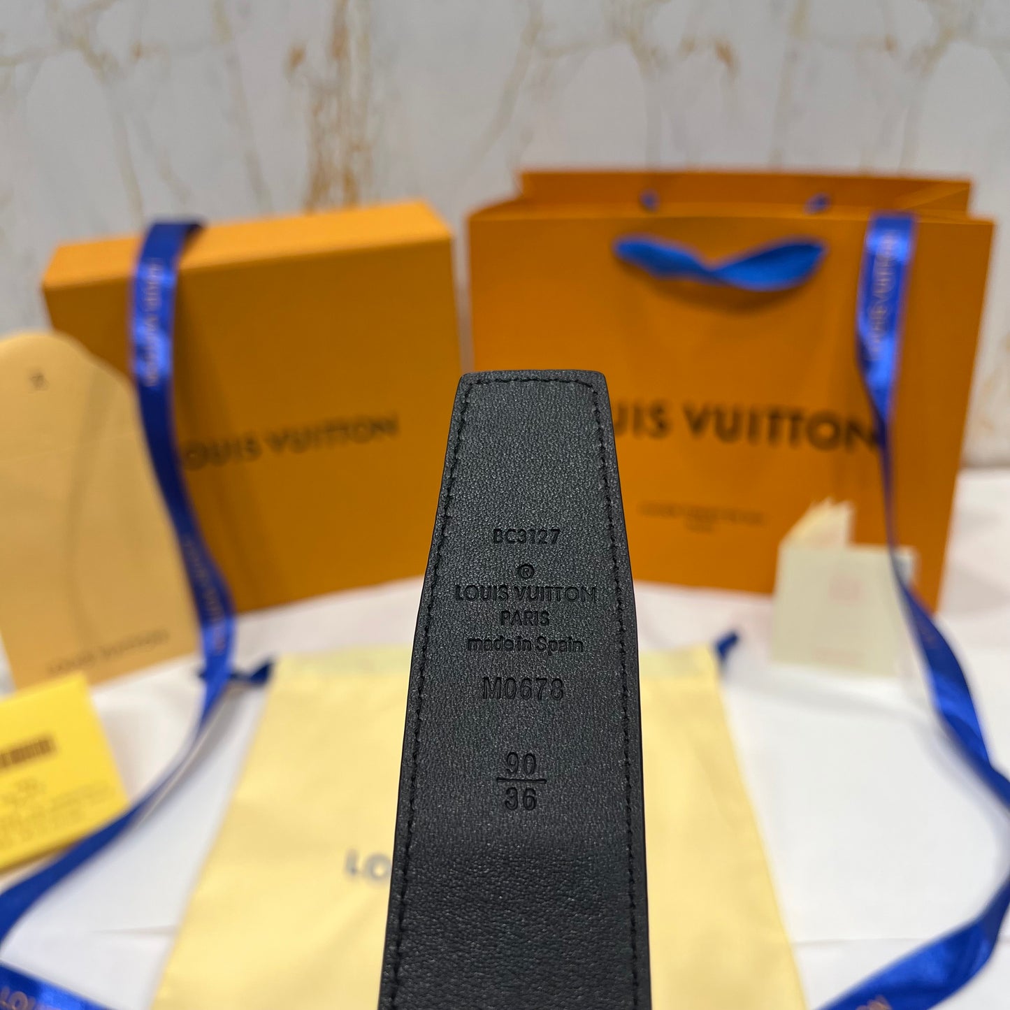 LV Silver Logo Reversible Belt Blue/Black