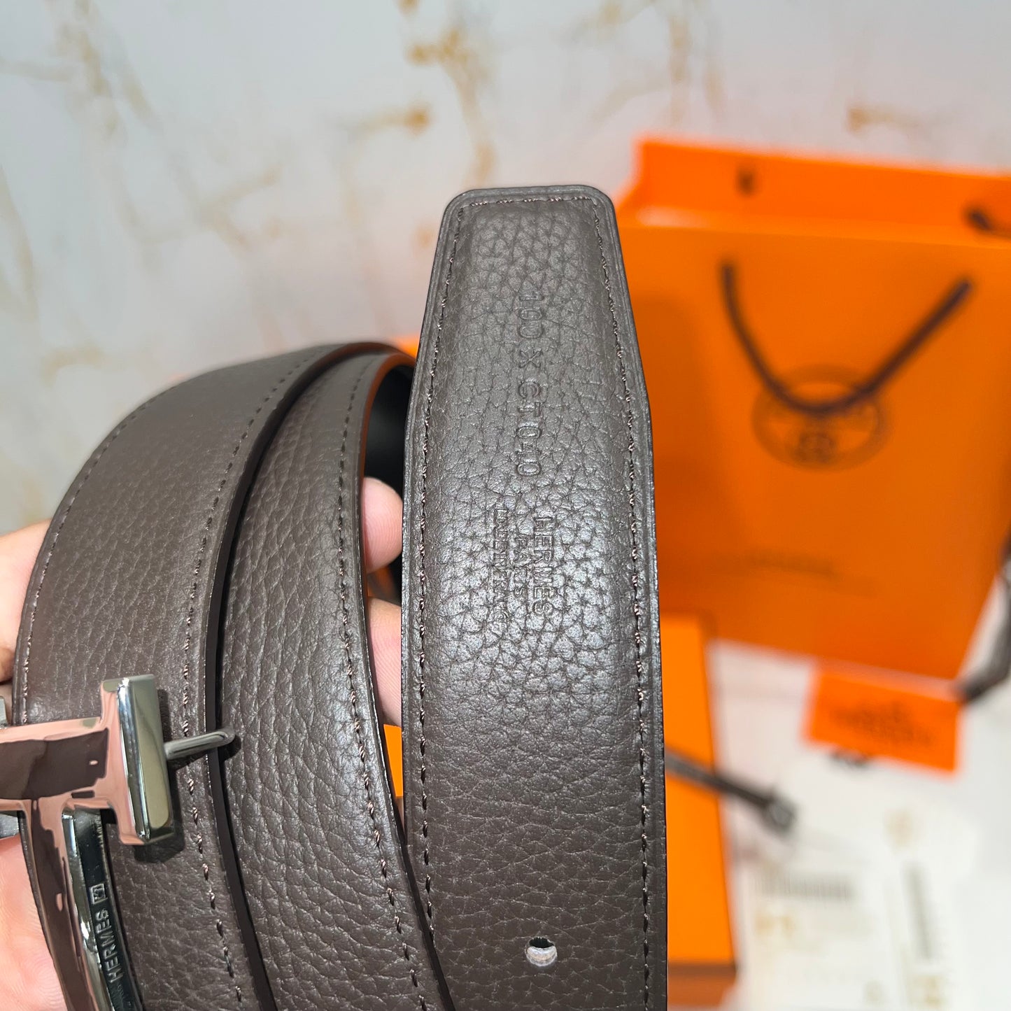 Hermes H Silver/Black Buckle Belt Reversible Black/Brown