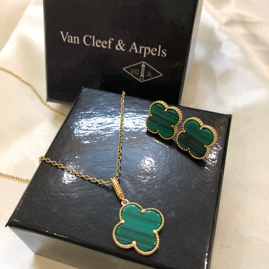 Van Cleef Necklace Set Green