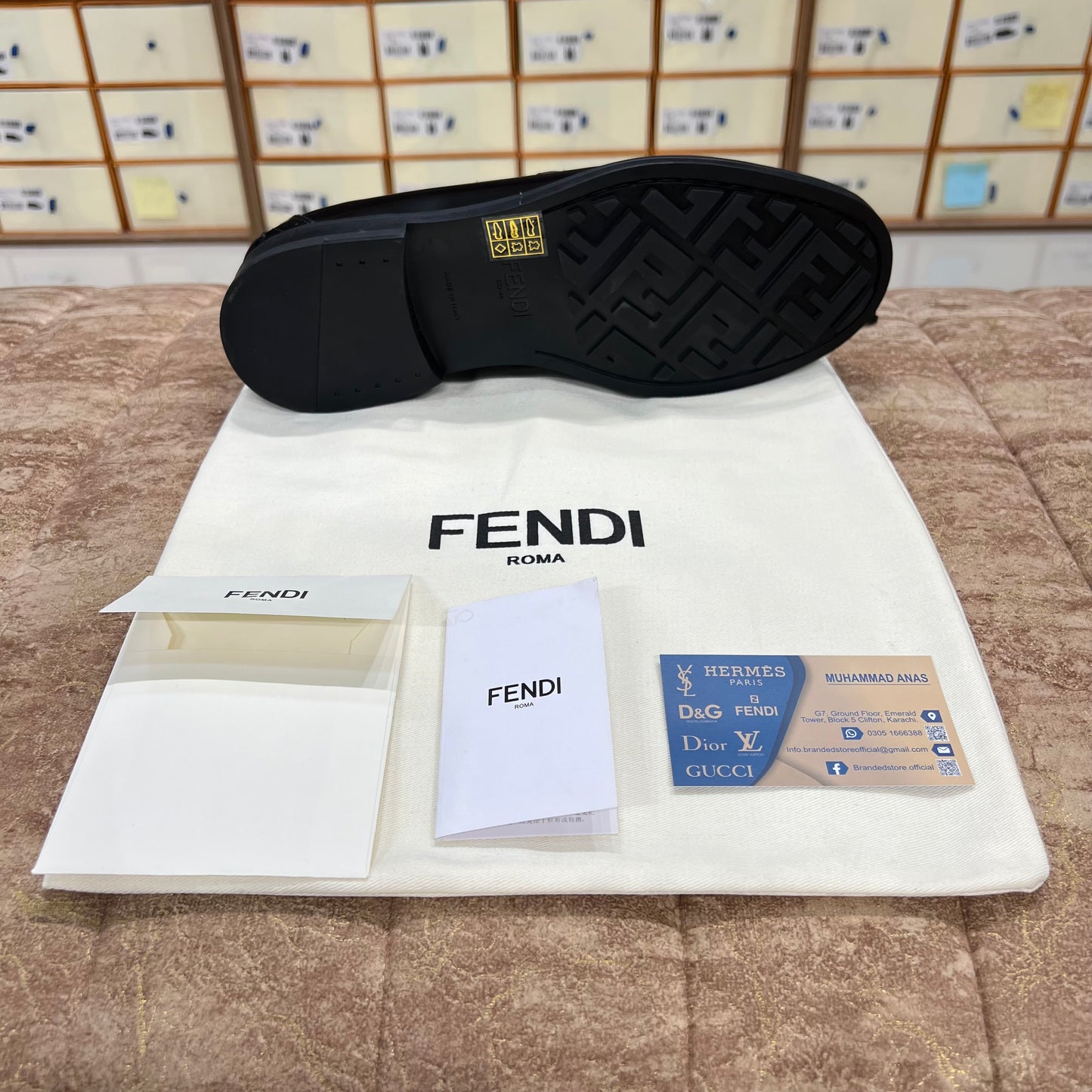 Fendi Black Silver Logo Major Loafers