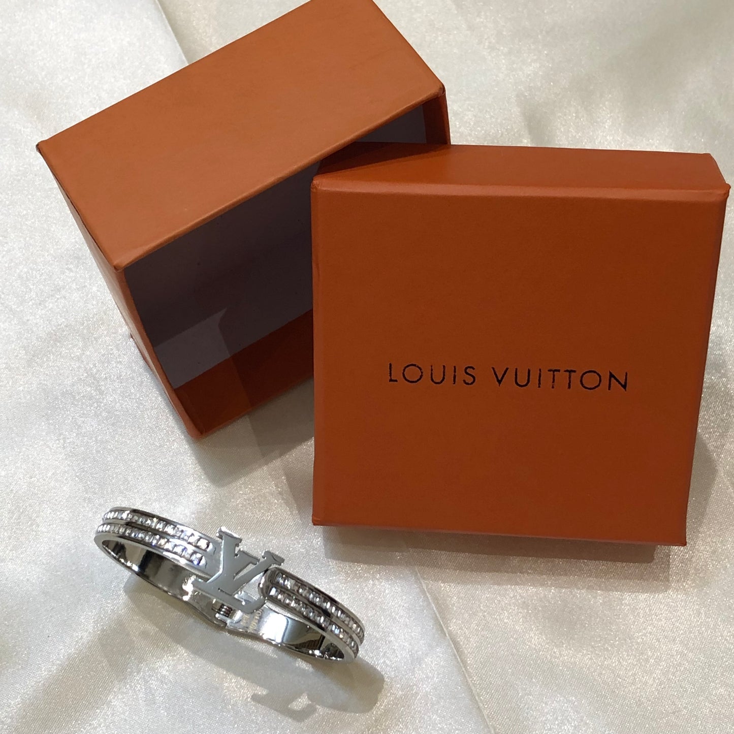 Louis Vuitton LV Logo Silver Bracelet