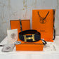 Hermes H Golden Buckle Belt Reversible Black/Blue