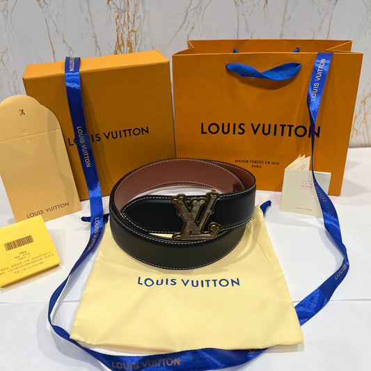 LV Golden LV Logo Reversible Belt Black/Brown