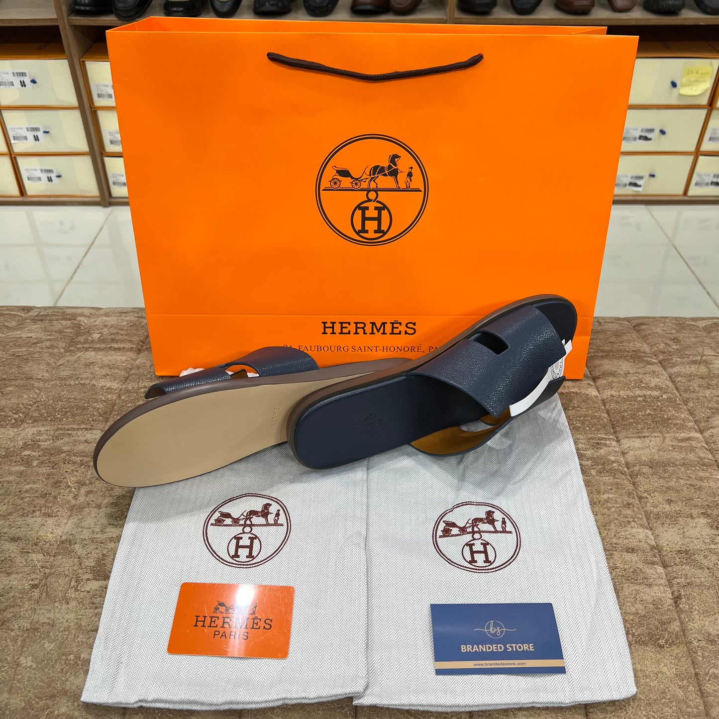 Hermes Men's Sandal Blue Texture