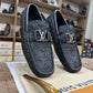 Louis Vuitton Black Embossed Silver Buckle Normal Loafer