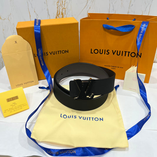 LV Triple Logo Belt Brown Pattern Black/Brown