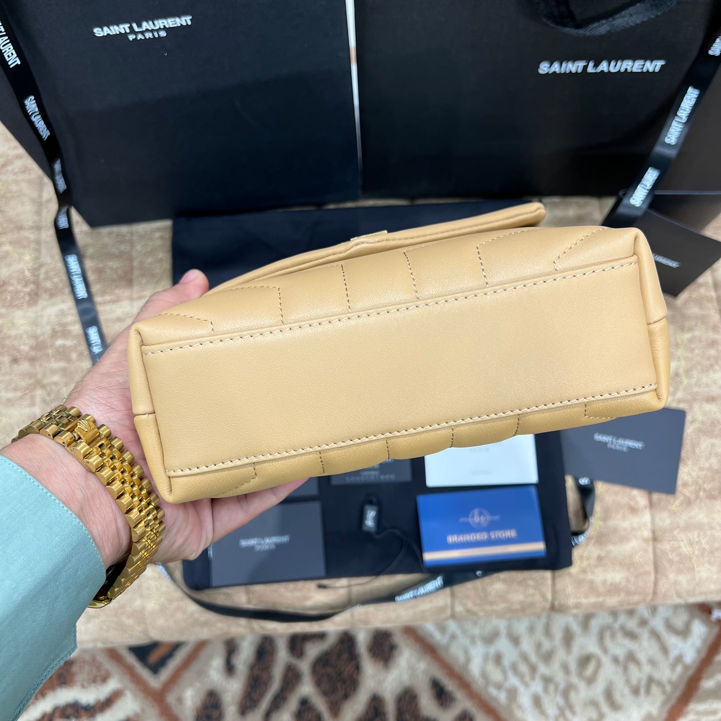 YSL Small Flap Leather Bag Brown