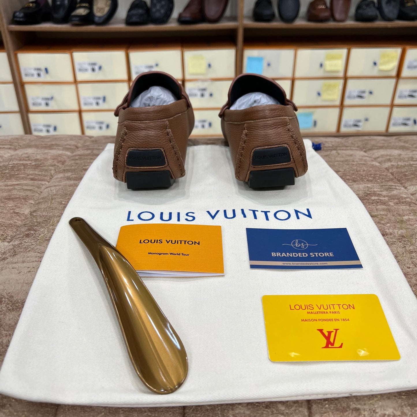Louis Vuitton Texture Brown Logo Normal Loafer