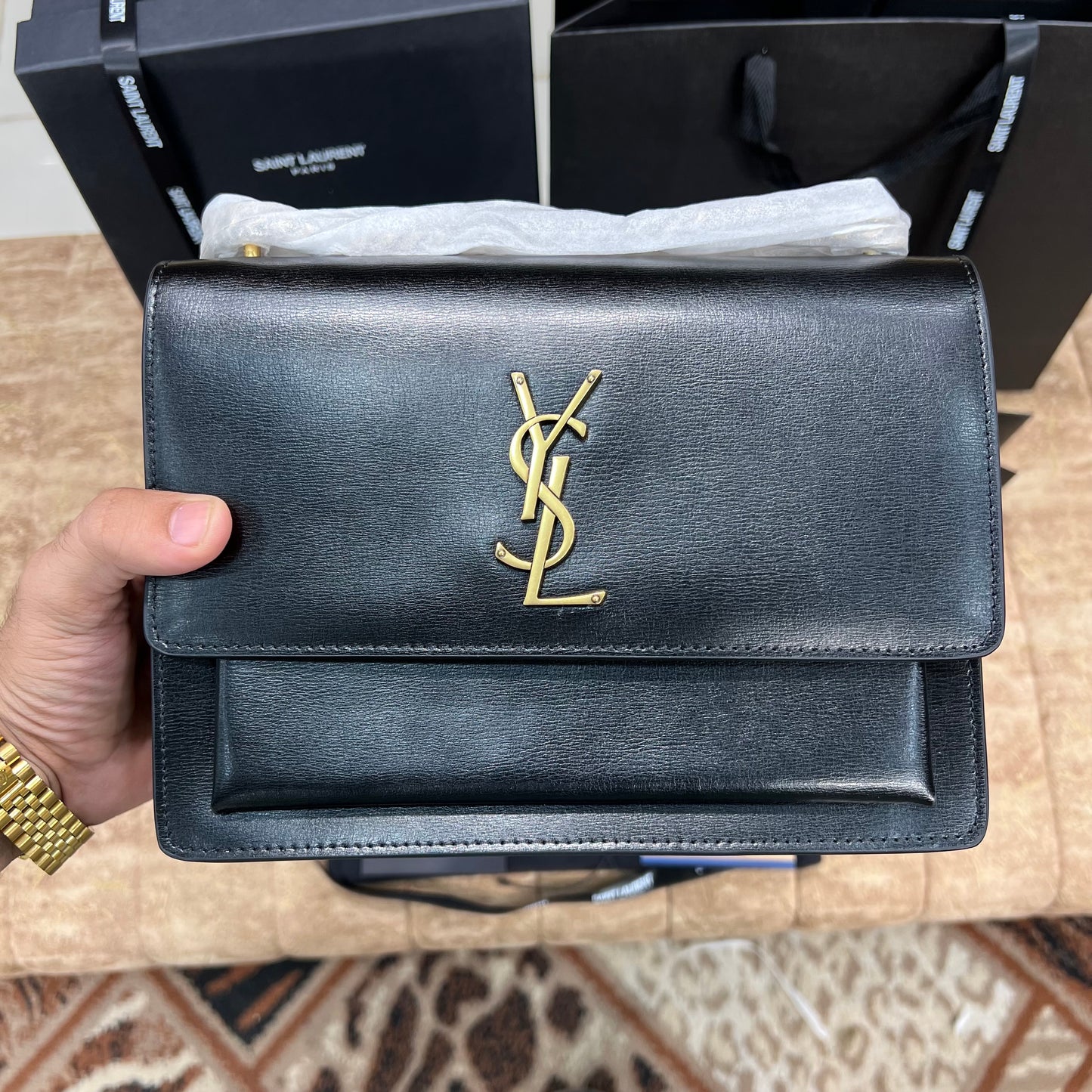 YSL Big Black Leather Bag