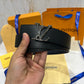 LV Silver Logo Reversible Belt Blue/Black
