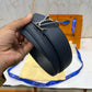LV Silver Logo Reversible Belt Blue/Black