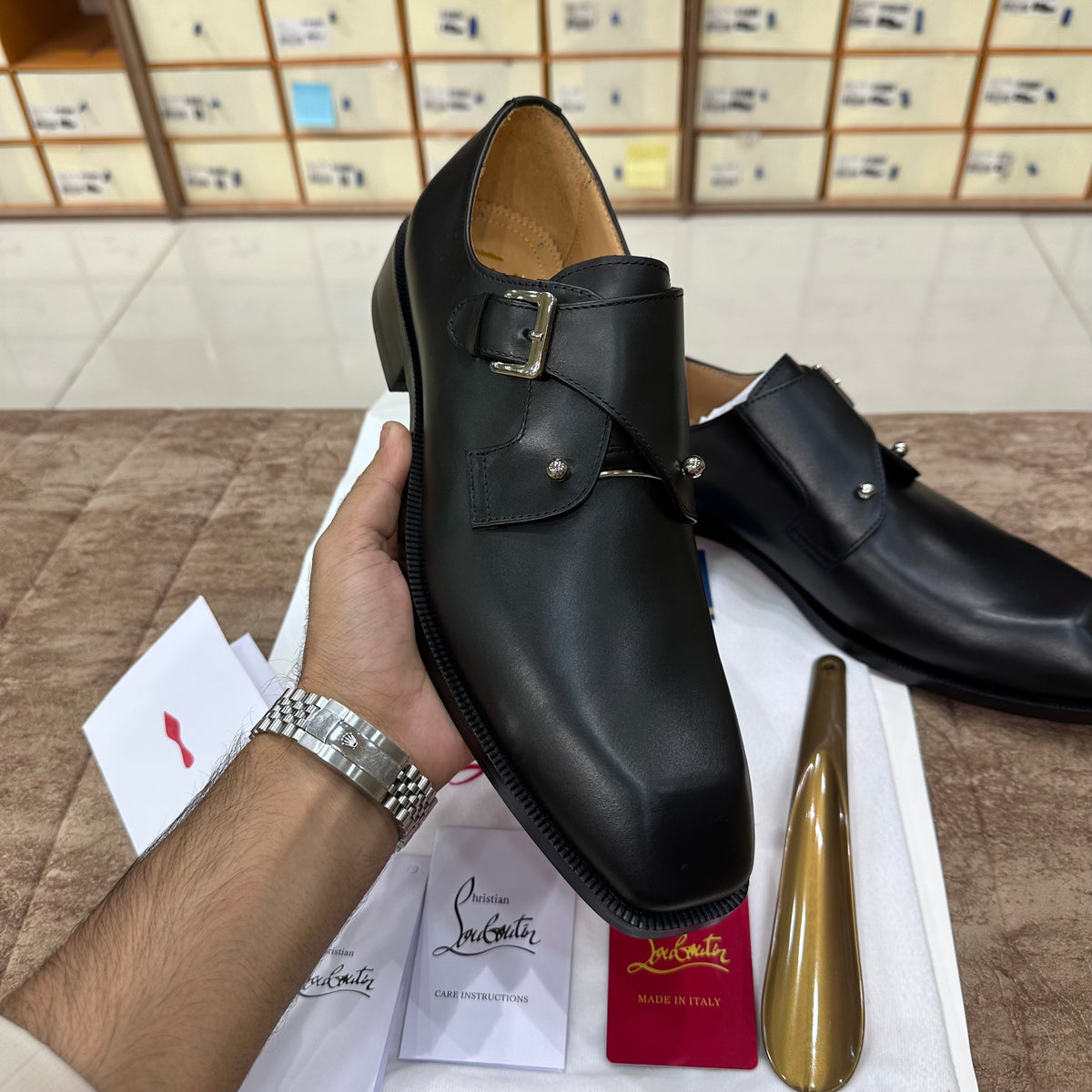 Christian Louboutin Chambeli Monk Strap Leather Major Loafers