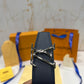 LV Silver Logo Reversible Belt Blue/Black