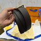 LV Golden Logo Reversible Belt Texture Brown/Black
