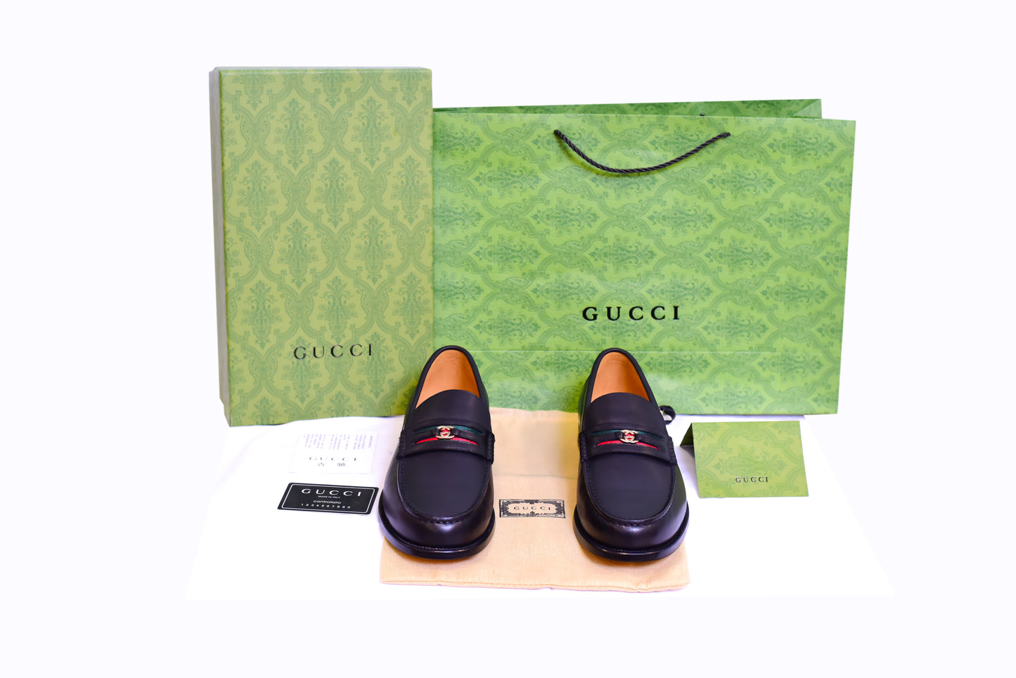 Gucci Red Green Logo Major Loafers