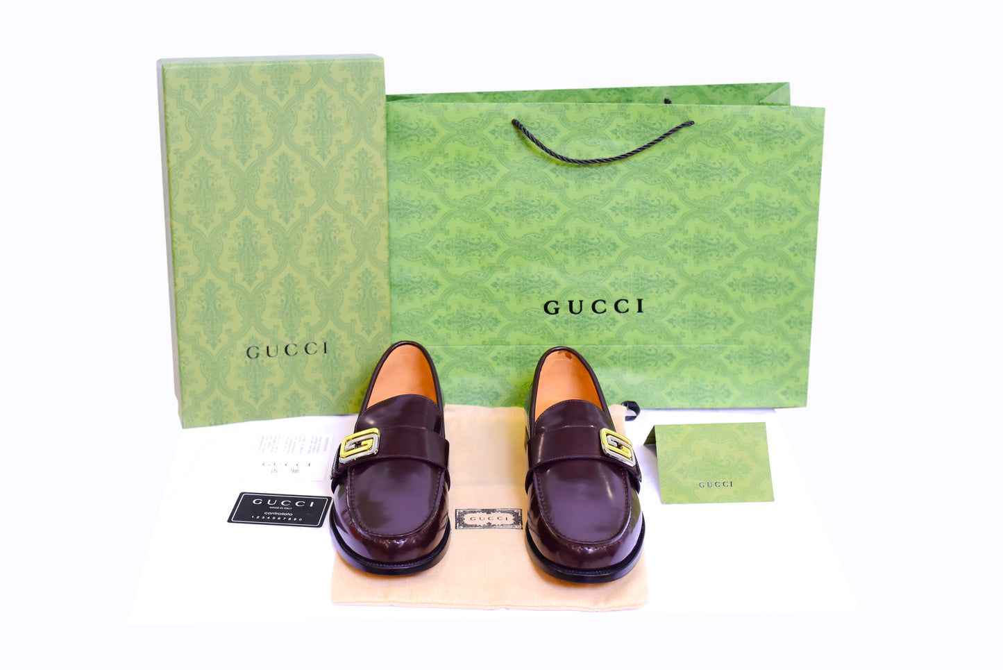 Gucci Side Buckle Brown Major Loafers