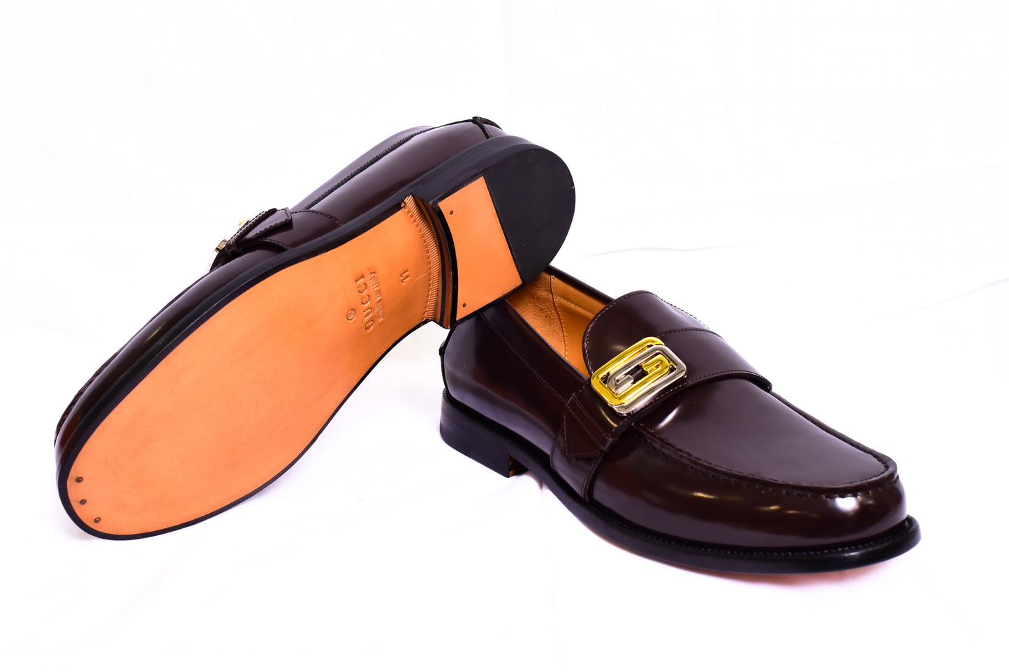 Gucci Side Buckle Brown Major Loafers