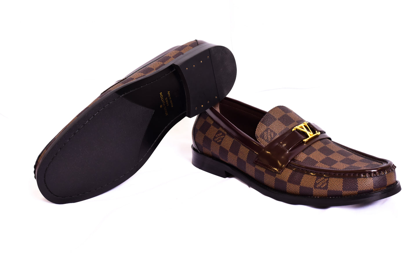 . Louis.Vuitton Brown Check Major Loafers